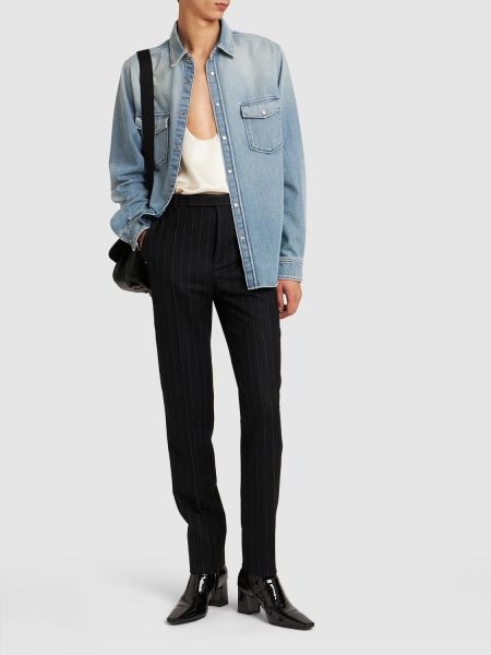 Oversized bavlněná džínová košile Saint Laurent