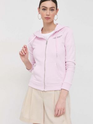 Armani Exchange felső rózsa, női, nyomott mintás, kapucnis - Rózsaszín