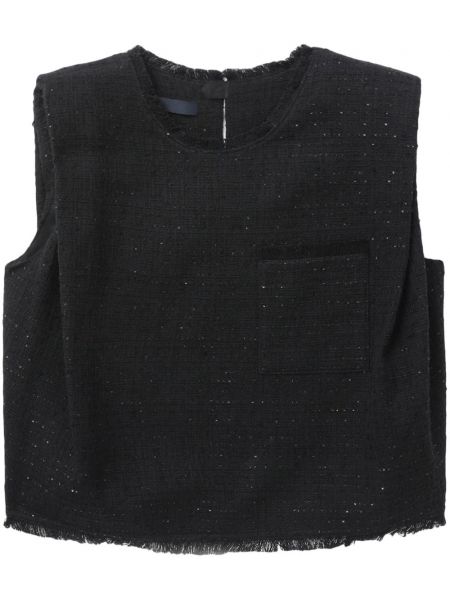 Αμάνικη μπλούζα tweed Juun.j μαύρο