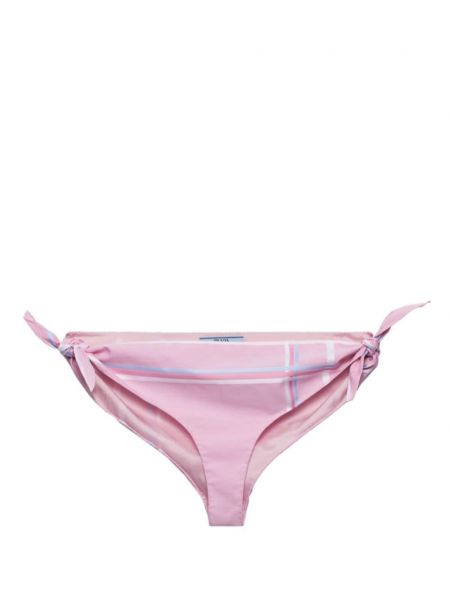 Кариран памучен компект бикини Prada розово