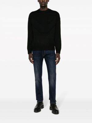 Vlněný svetr s výšivkou Emporio Armani černý