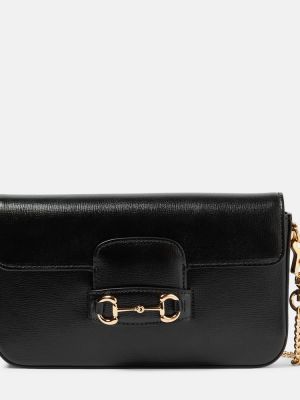 Usnjena pisemska torbica Gucci črna