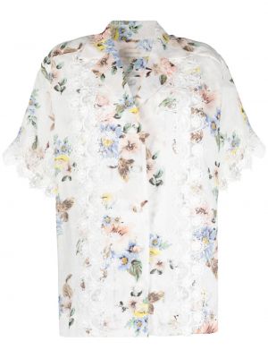 Csipkés virágos ing nyomtatás Zimmermann fehér