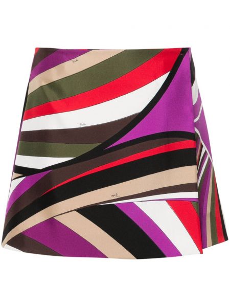 Hedvábné mini sukně s potiskem Pucci fialové