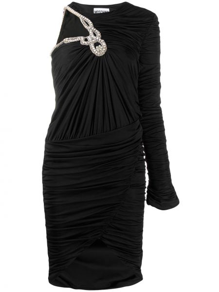 Vestido de cóctel con volantes con apliques Moschino negro