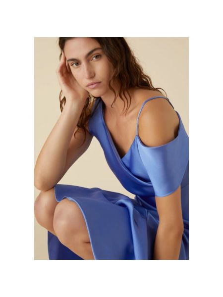 Vestido de tiras de raso asimétrico Marella azul