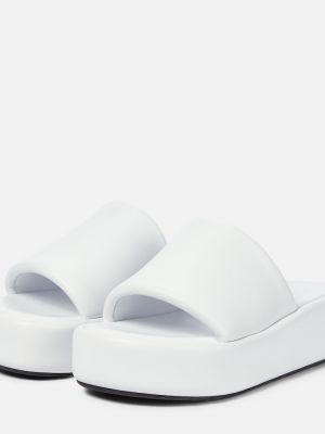 Slides di pelle con platform Balenciaga bianco