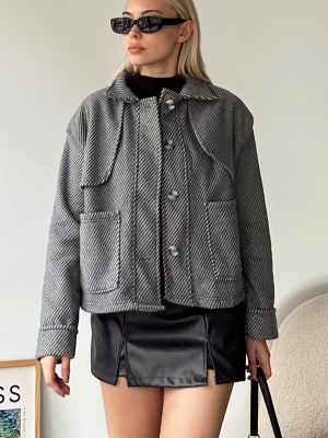 Fleecový zimný kabát s vreckami Trend Alaçatı Stili