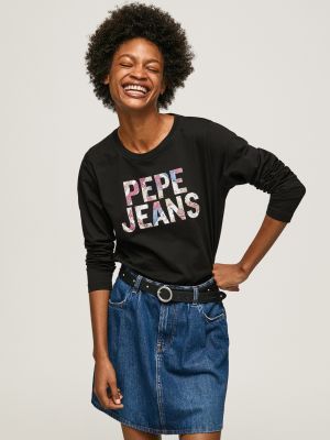 Tričko s dlhými rukávmi Pepe Jeans čierna