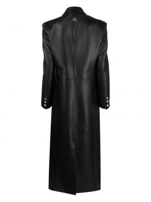 Kožený kabát Philipp Plein černý