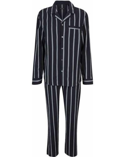 Pruhované bavlnené pyžamo Schiesser - tmavo modrá