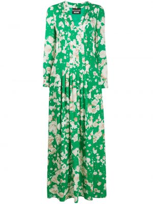Vestido largo de flores plisado Boutique Moschino verde