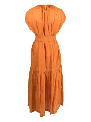 Lniana sukienka midi Nude pomarańczowa