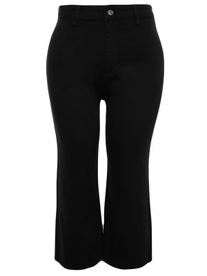 Priliehavé culottes nohavice s vysokým pásom Trendyol čierna