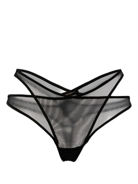 Chiloți tanga transparente Kiki De Montparnasse negru