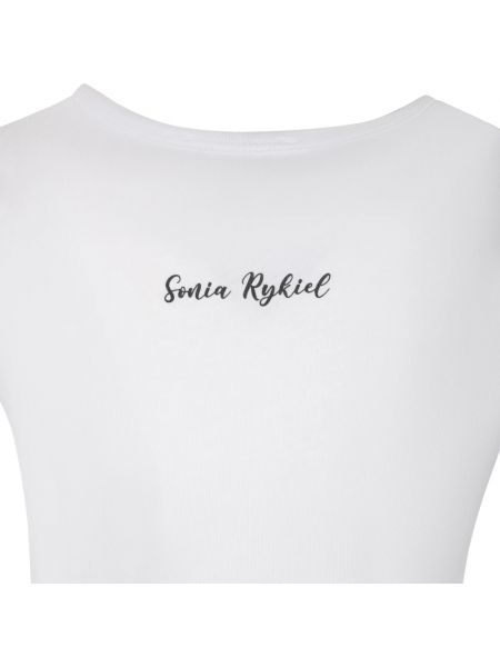 Camiseta de algodón con estampado de playa Sonia Rykiel blanco
