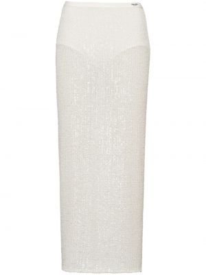 Flitrovaná midi sukňa Prada biela
