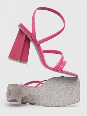 Sandale cu toc cu stele Chiara Ferragni roz