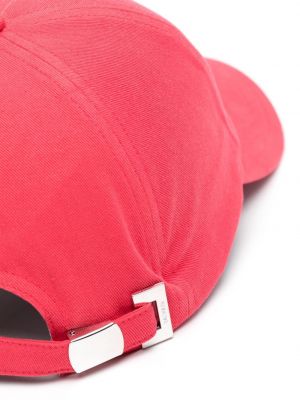 Haftowana czapka z daszkiem bawełniana Balmain czerwona