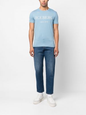 Raštuotas medvilninis marškinėliai Iceberg mėlyna