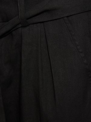 Lněné kalhoty Commas černé