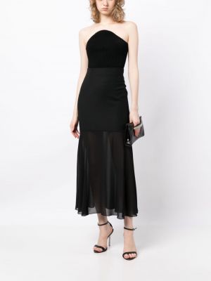 Průsvitné vlněné midi sukně Lardini černé