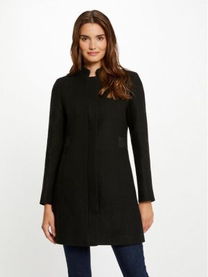 Slim fit vlnený priliehavý zimný kabát Morgan čierna