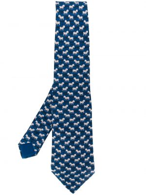 Corbata con estampado Hermès azul