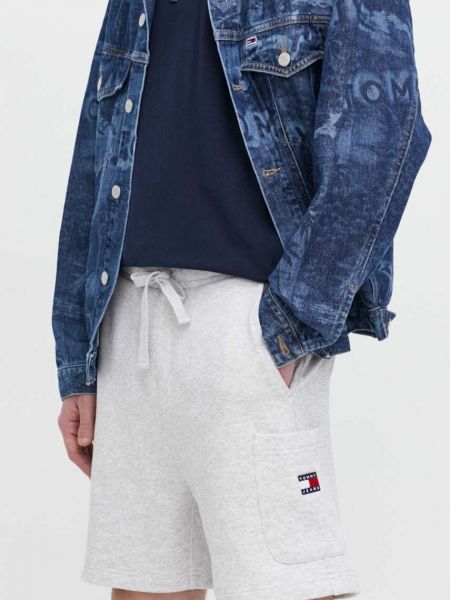 Bavlněné džínové šortky Tommy Jeans šedé