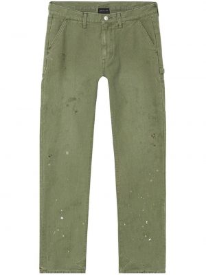 Bavlněné rovné kalhoty s oděrkami John Elliott - zelená