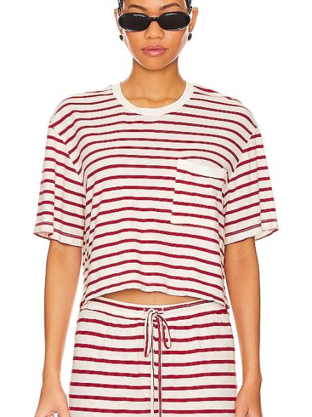 Crop top a righe in jersey con tasche Monrow rosso