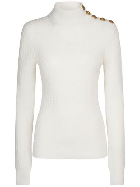 Mohair strikkegenser Balmain hvit