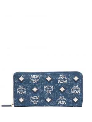 Peňaženka na zips Mcm modrá