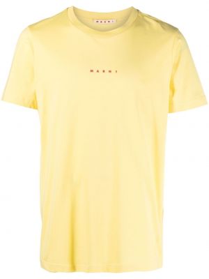 Памучна тениска с принт Marni жълто