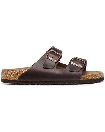 Lær sandaler med reim Birkenstock brun