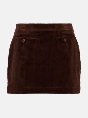 Mini falda de pana Staud marrón