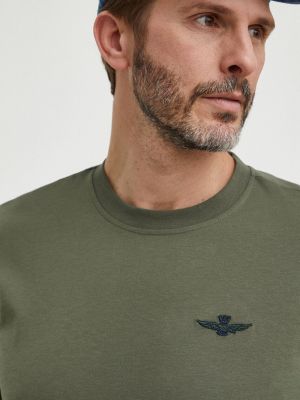 Koszulka bawełniana z nadrukiem Aeronautica Militare zielona