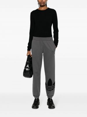 Kokvilnas zamšādas treniņtērpa bikses ar apdruku Adidas