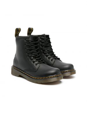 Blonder snøring høye flate støvler for jenter Dr. Martens Kids svart