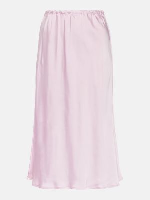 Saténové midi sukně Jil Sander růžové