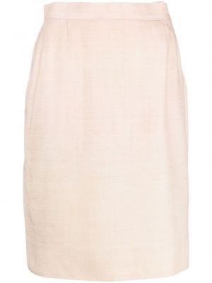 Lněné midi sukně s vysokým pasem Yves Saint Laurent Pre-owned - růžová