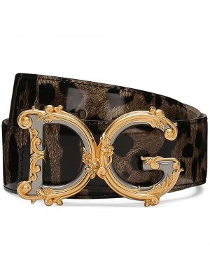 Pasek z nadrukiem w panterkę Dolce And Gabbana brązowy