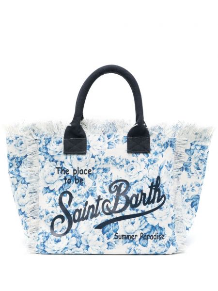 Плажна чанта на цветя с принт Mc2 Saint Barth бяло
