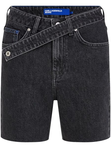 Džínové šortky s vysokým pasem Karl Lagerfeld Jeans černé