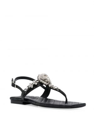 Leder sandale mit kristallen Philipp Plein schwarz