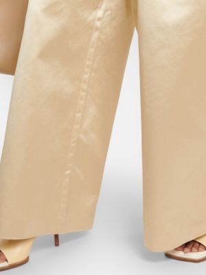 Spodnie z wysoką talią bawełniane relaxed fit Khaite białe