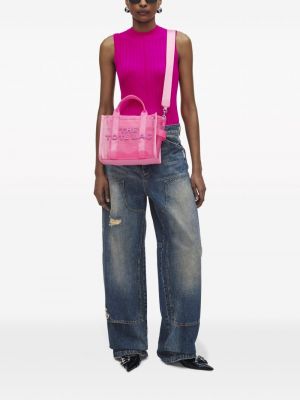 Shopperka z siateczką Marc Jacobs różowa