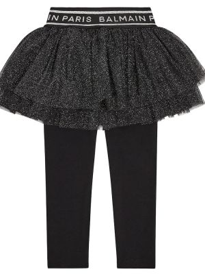 Tyll jersey leggings for jenter Balmain Kids svart