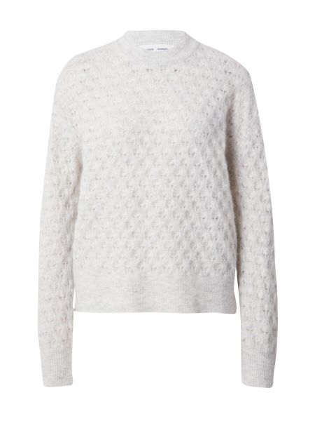 Меланжов пуловер Samsøe Samsøe бяло