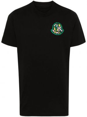 Koszulka bawełniana z nadrukiem Moncler czarna